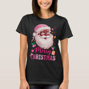 Merry Christmas Santa Claus Black Afro African Ame T-Shirt
