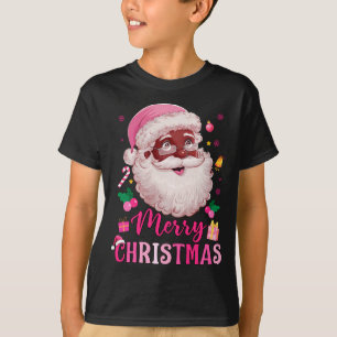 Merry Christmas Santa Claus Black Afro African Ame T-Shirt