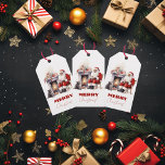 Merry Christmas Santa Claus By the Fireplace Gift Tags<br><div class="desc">A beautiful Christmas gift tag to put on your gifts to friends or family,  of Santa Claus and his cat relaxing by the fireplace.</div>