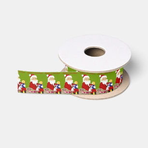 Merry Christmas Santa Claus & Child satin ribbon