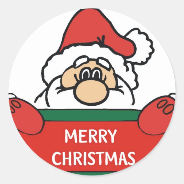 Merry Christmas Santa Claus Classic Round Sticker (Front)
