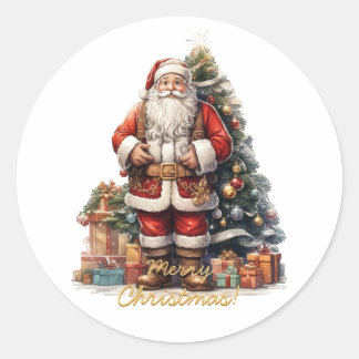 Merry Christmas Santa Claus Classic Round Sticker