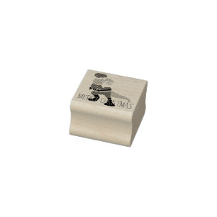 merry christmas, santa claus dinosaur character rubber stamp