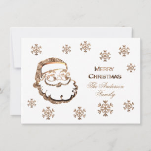 Merry Christmas Santa Claus Elegant Red Gold Holiday Card