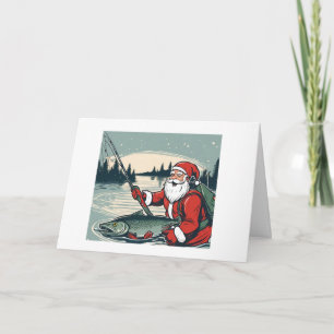 Merry Christmas Santa Claus Fishing Fishmas Fish Card