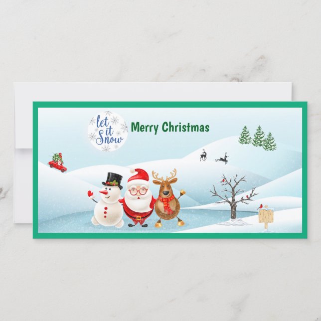 Merry Christmas Santa Claus Flat Card (Front)