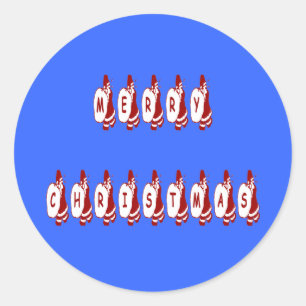 Merry Christmas Santa Claus Font Classic Round Sticker