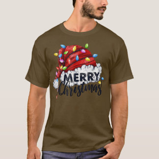 Merry Christmas Santa Claus Hat Xmas Lights Men Wo T-Shirt