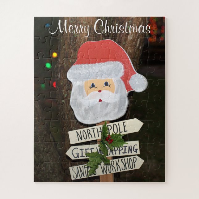 Merry Christmas Santa Claus Holiday Lights Jigsaw Puzzle (Vertical)