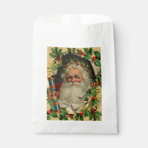 Merry Christmas Santa Claus Holly Favour Bag