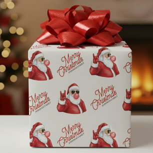 Merry Christmas Santa Claus in Sunglasses Pattern Wrapping Paper