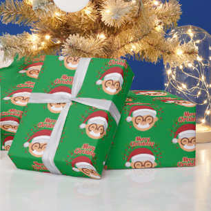 Merry Christmas Santa Claus Moustache And Glasses Wrapping Paper
