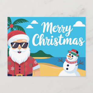 Merry Christmas santa claus on vacation Holiday Postcard
