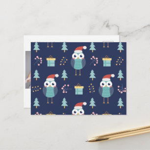 Merry Christmas   Santa Claus Owl Postcard