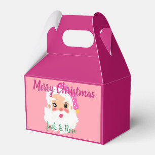 Merry Christmas Santa Claus pink retro customize Favor Box