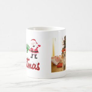 Merry Christmas Santa Claus red green photo script Coffee Mug