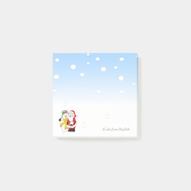 Merry Christmas,Santa Claus ,Snowman -Personalized Post-it Notes (Front)