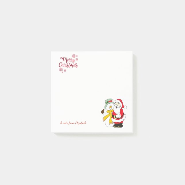 Merry Christmas,Santa Claus,Snowman-Personalized Post-it Notes (Front)