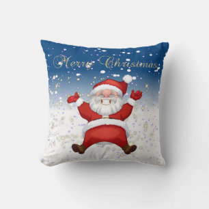 Merry Christmas,Santa Claus,Sparkles,White Throw Pillow