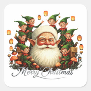 Merry Christmas Santa Claus  Square Sticker