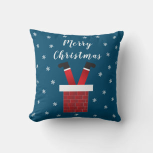 Merry Christmas Santa Claus Stuck In A Chimney Throw Pillow