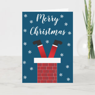 Merry Christmas Santa Claus Stuck In Chimney Card