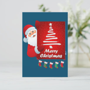 Merry Christmas Santa Claus Tree Stokings X-mas Thank You Card