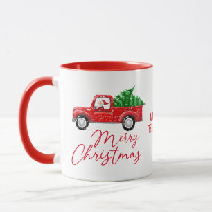 Merry Christmas Santa Claus Vintage Red Truck Mug