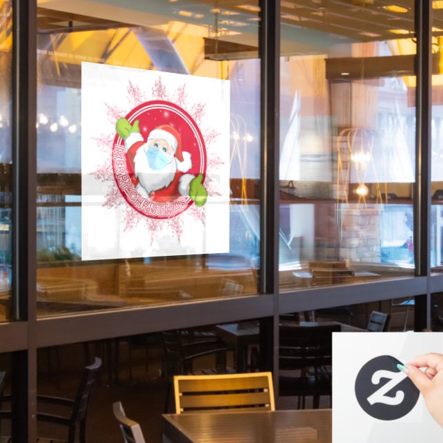 Merry Christmas Santa Claus Window Cling (Restaurant Window)
