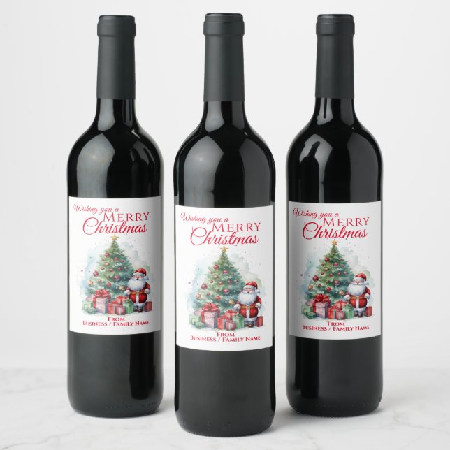 Merry Christmas Santa Claus Wine Label (Bottles)
