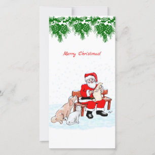 Merry Christmas - Santa Claus with Cat and Dog