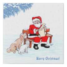 Merry Christmas - Santa Claus with Cat and Dog