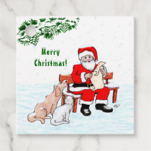 Merry Christmas! Santa Claus with Cat and Dog Favour Tags