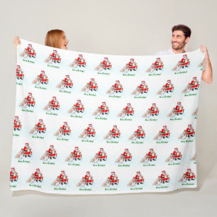 Merry Christmas! Santa Claus with Cat and Dog Fleece Blanket