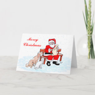 Merry Christmas - Santa Claus with Cat and Dog Holiday Card