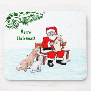Merry Christmas! Santa Claus with Cat and Dog Mouse Pad