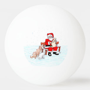 Merry Christmas! Santa Claus with Cat and Dog Ping Pong Ball