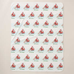 Merry Christmas! Santa Claus with Cat and Dog Sherpa Blanket