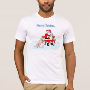 Merry Christmas - Santa Claus with Cat and Dog T-Shirt