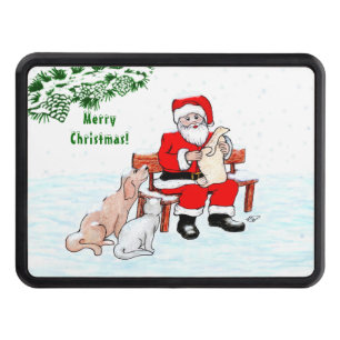 Merry Christmas! Santa Claus with Cat and Dog Trailer Hitch Cover