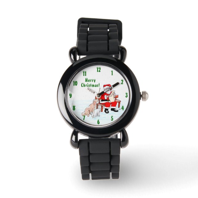 Merry Christmas! Santa Claus with Cat and Dog Watch (Front)