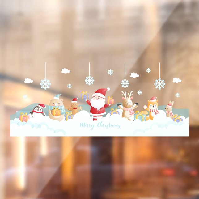 Merry Christmas Santa Claus With Helpers Window Cling (Sheet 2)