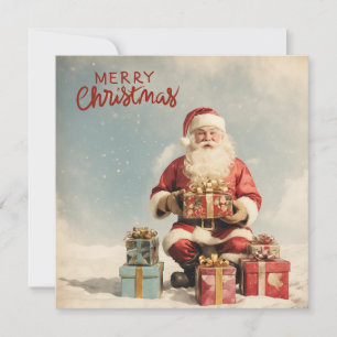Merry Christmas Santa Claus with Presents Holiday Card