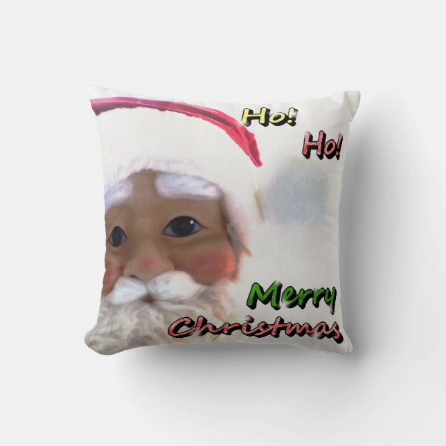 Merry Christmas Santa Clause Throw Pillow (Front)