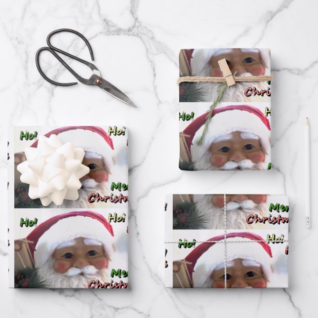 Merry Christmas Santa Clause Wrapping Paper Sheet (Front)