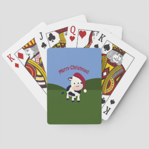 Merry Christmas Santa Cow Playing Cards