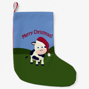 Merry Christmas Santa Cow Small Christmas Stocking