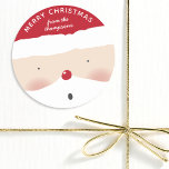 Merry Christmas Santa Cute Fun Personalized Name Classic Round Sticker<br><div class="desc">Merry Christmas Santa Cute Fun Personalized Name Sticker features a cute Santa face with Santa hat and your personalized message and name. Perfect for Christmas gifts,  christmas favours,  Christmas card envelopes and more. Created by Evco Studio www.zazzle.com/store/evcostudio</div>