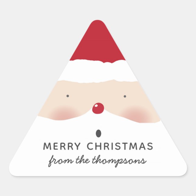 Merry Christmas Santa Cute Fun Personalized Name Triangle Sticker (Front)