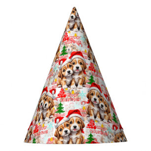 Merry Christmas Santa Dog Puppy Design  Party Hat